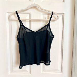 Sheer black apostrophe cami